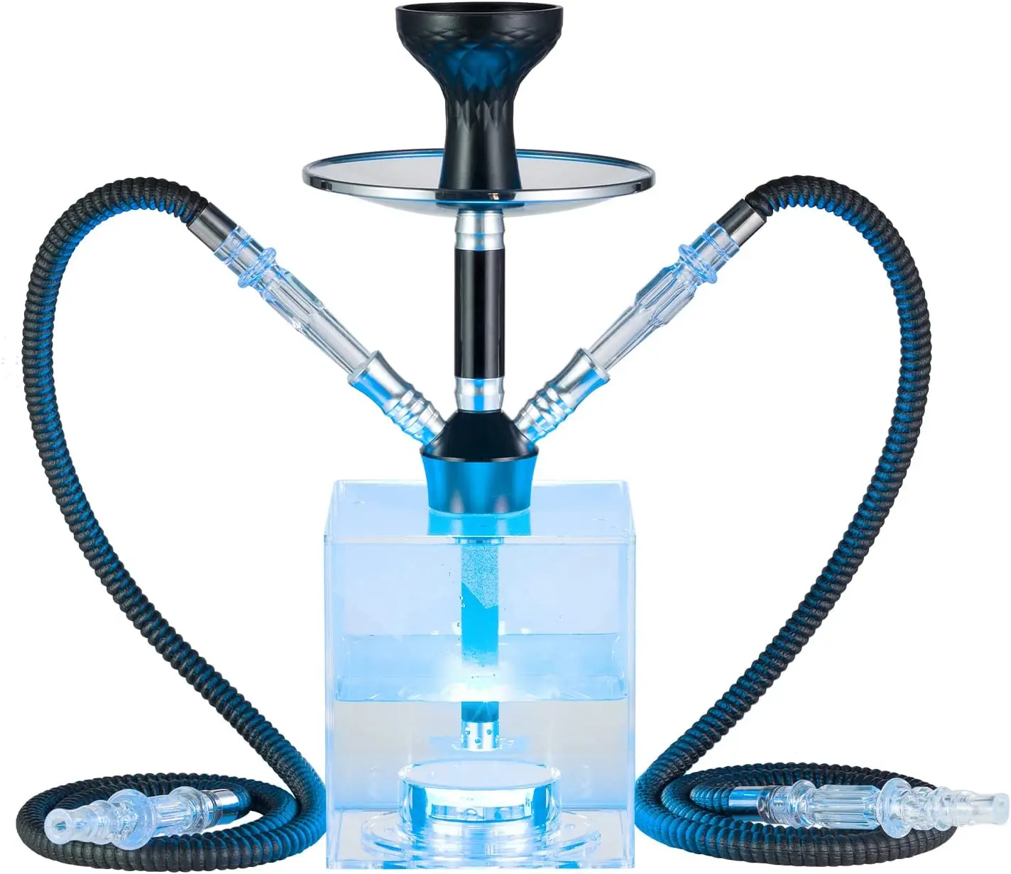 Factory direct wholesale 2 Hose Modern Large Capacity Acrylic LED Light Hookah Shisha