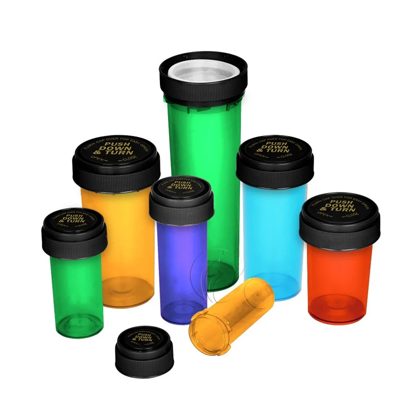 13dr 16dr 20dr 30dr 40dr 60dr Child Resistant Medicine Tube Containers Smell Proof Plastic Vial Bottle with reversible cap