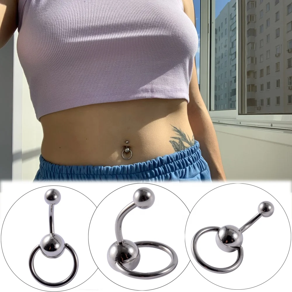 Нержавеющая сталь пупка с петлей для пирсинга кольца обруч кольцо живота бижутерия 14G