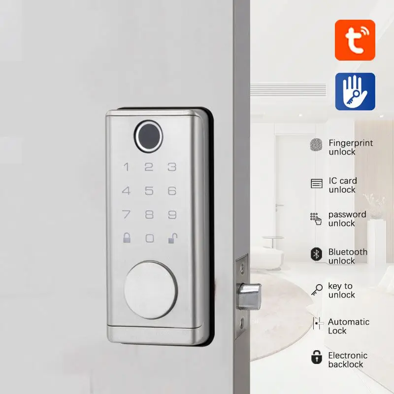 Gold supplier biometric home door lock digital electronic smart lock handle lock for wooden door