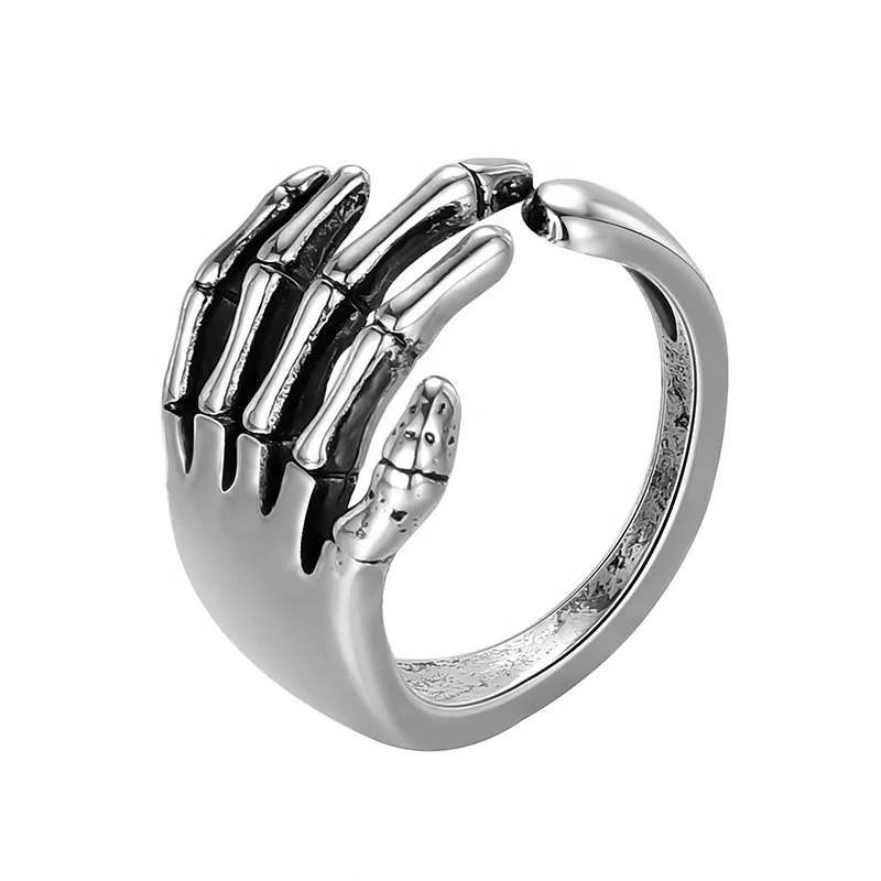 European Gothic Creative Skeleton  Ring Punk Alloy Five-pointed Finger Ring