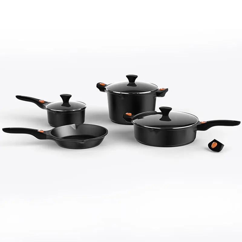 aluminum marble coating pots pans casserole non stick cookware set