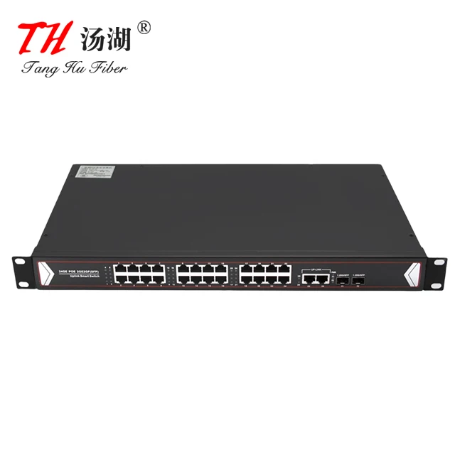 24 Ports PoE Switch 48V 1000Mbps With 2 Gigabit Port Router Gigabit Ethernet Switch+2 SFP Port
