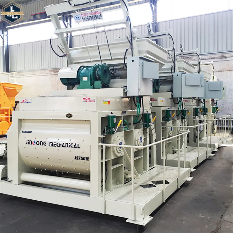 Concrete batching plant concrete cement ready mix double-shaft forced js 750 automatic concrete mixer