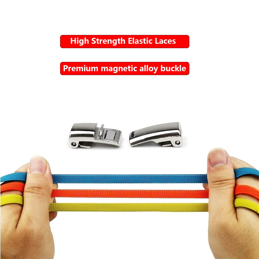 8MM High Strength Tieless Shoelaces One Size Fits All Magnetic Lock Closure Stretch No Tie Elastic Shoelaces For Kids And Adults