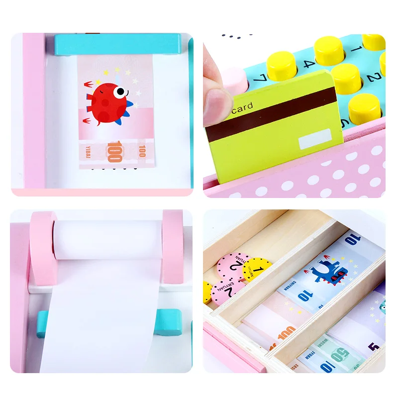 montessori interactive pretend checkout game educational wooden toy for kids