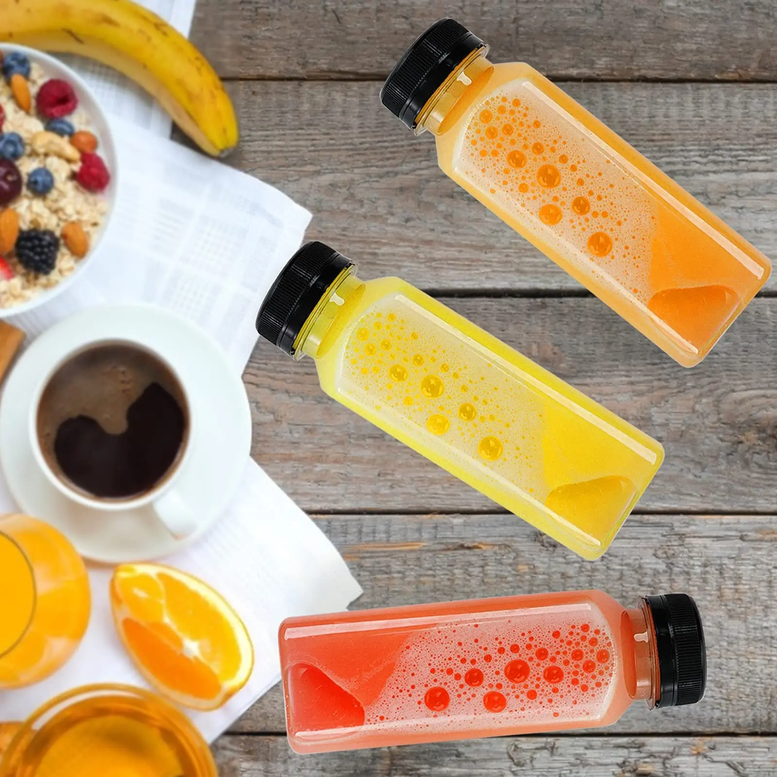 wholesale Empty Plastic Juice Bottles with Caps Reusable Clear Bulk Beverage Containers for Juice Milk and Other Beverages