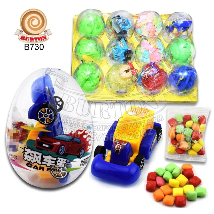 Забавный гоночный автомобиль яйцо игрушка фрукты конфеты для детей