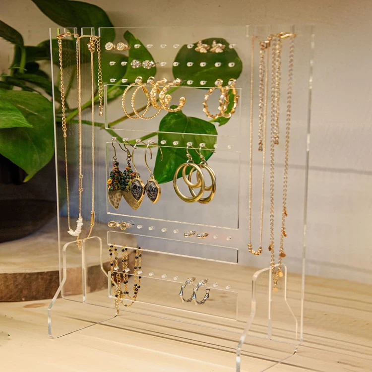 New Design Acrylic Earrings Storage Studs Holder Organizer Custom PMMA Earring Holder Panel Pierced Earring Display