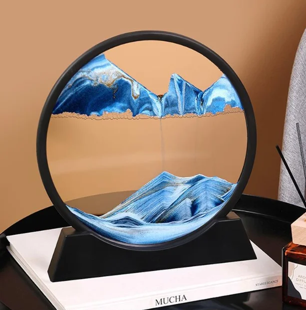 7/12inch Round Quicksand Painting 3D Hourglass Moving Sand Picture Home Decoration Ornament