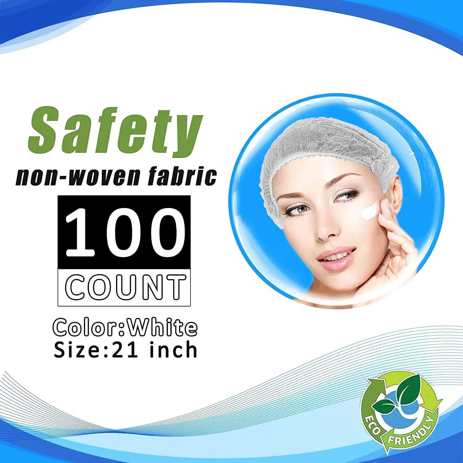 Disposable Bouffant Cap Non Woven White Disposable Mob Cap Head Cover Surgical Doctor Hat Bouffant Medical Dust Caps Clip Strip
