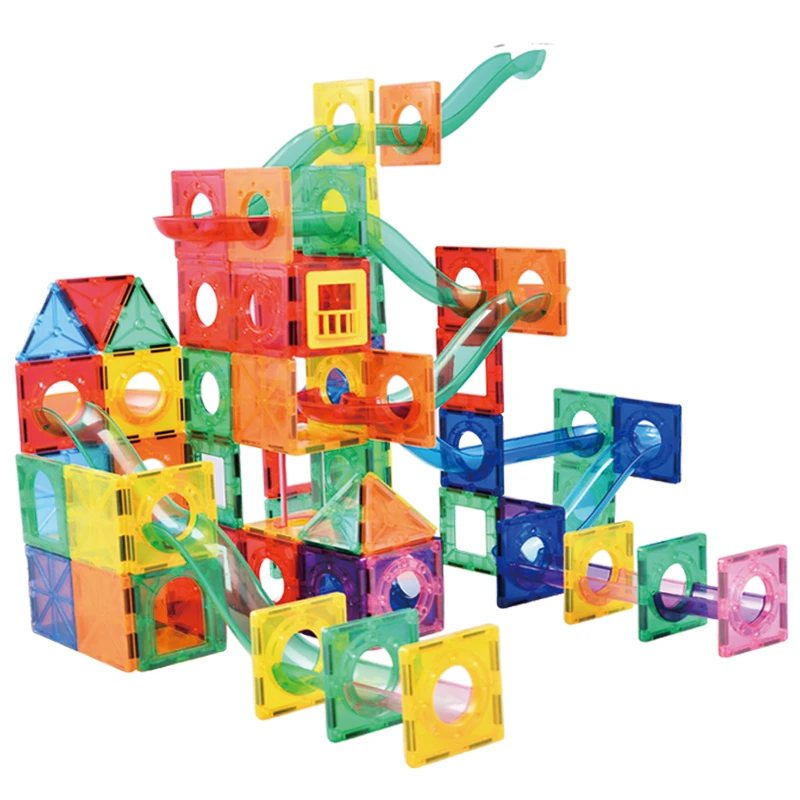 142 pcs educational toy ABS plastic magnetic construction set marble run building tiles for kids