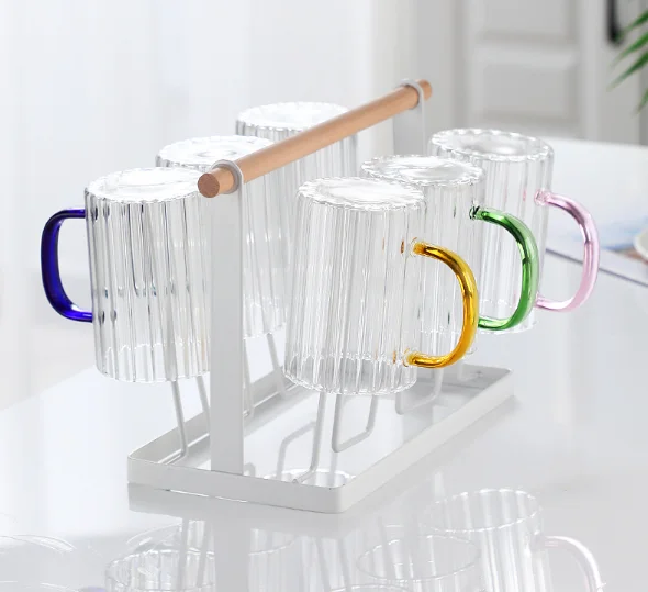 300 ml Coffee Mugs,Drinking Glasses with Handle,Glass Cups for Hot or Cold Drinks like Cappuccino,Latte,Cocoa,Milk,Coffee Mugs