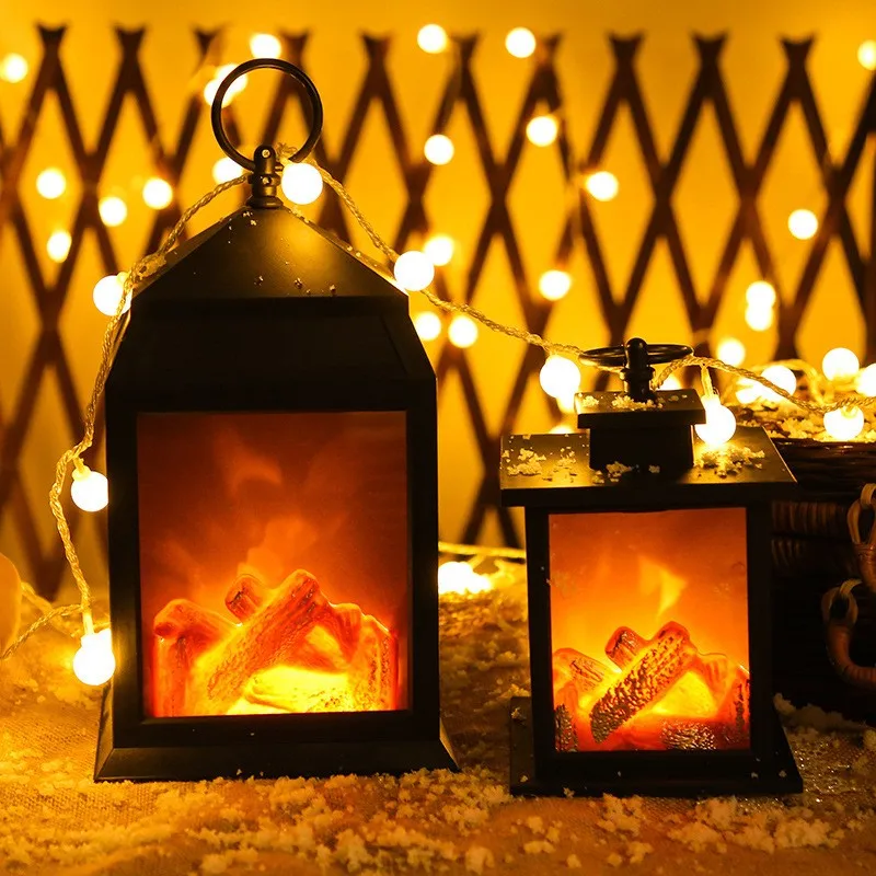 2021 New Arrival Led Flame Light Carbon Fire Home Lights Fireplace Christmas Decoration Portable Lantern Hanging Lamp