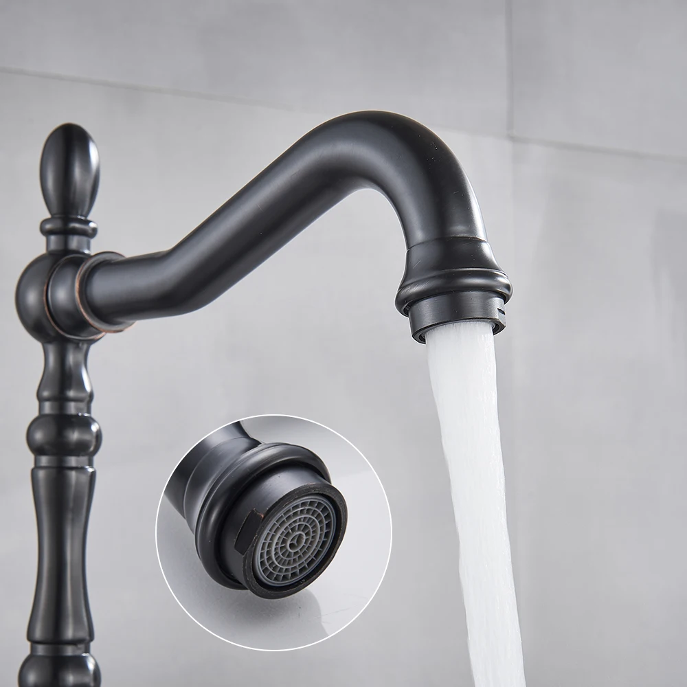 
kitchen Water Tap Oil Rubbed Bronze Deck Mounted Single Handle Kitchen Sink Faucets Hot Cold Water Mixer Tap 