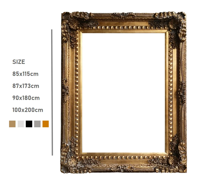 Louis style wall wooden decorative mirror with frame