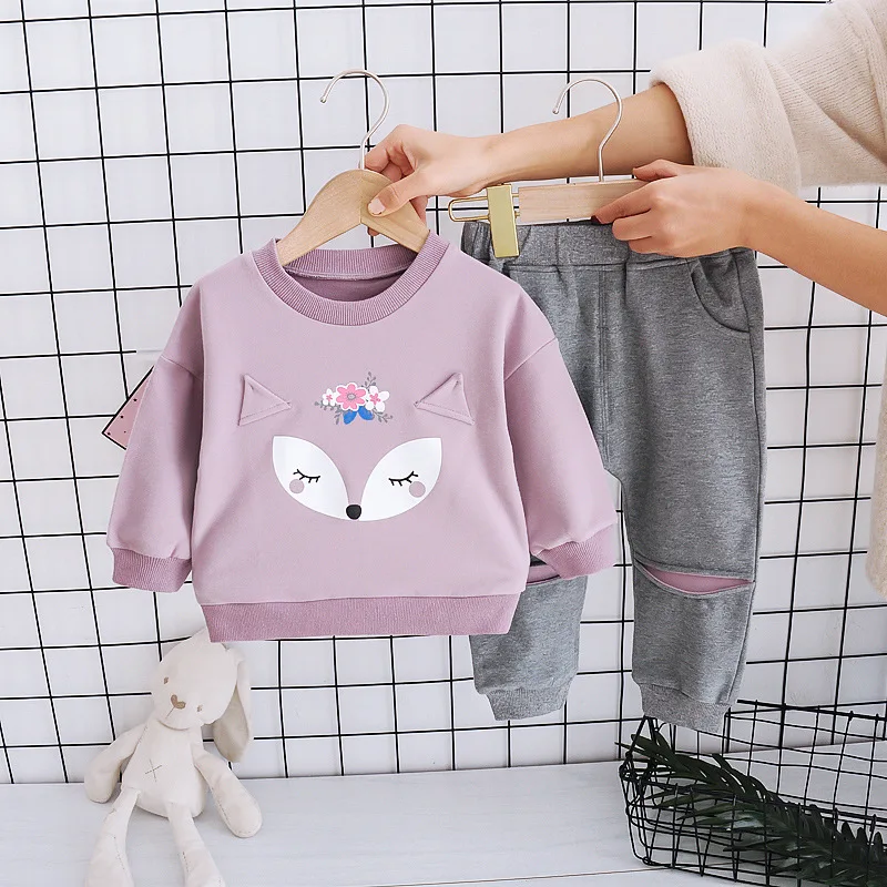 Hot Selling Children Clothing  Smart Casual Autumn Tee Shirt Smart Hooded Girl Winter Sets Kids Sweat Suits Kids Clothes