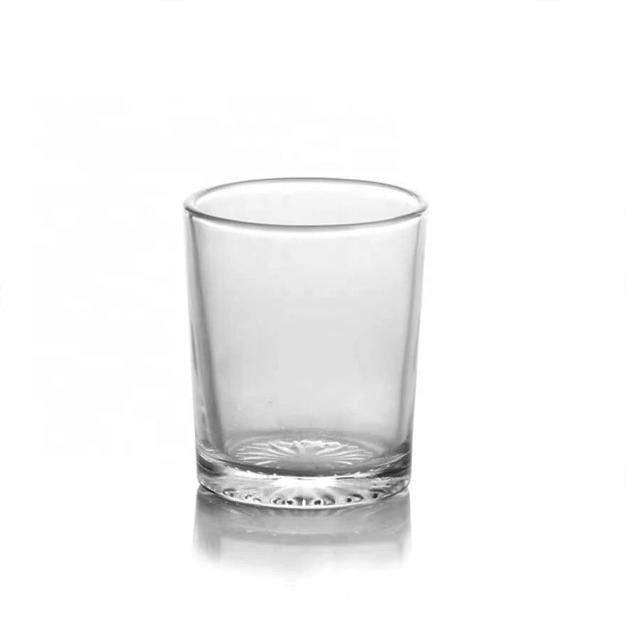 Clear tall glass candle holder with thick bottom glass candle cup