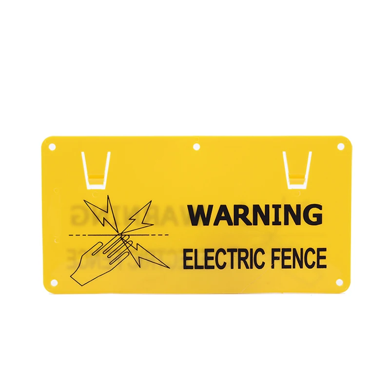 Sustainable yellow electric fence plastic animal farm warning sign with double printing