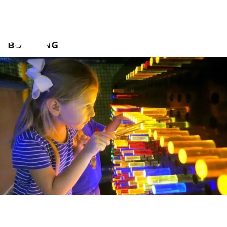 Bonhong  Different Size Acrylic Rod With LED Lighting Wall Indoor Playground Puzzle Game For Kids