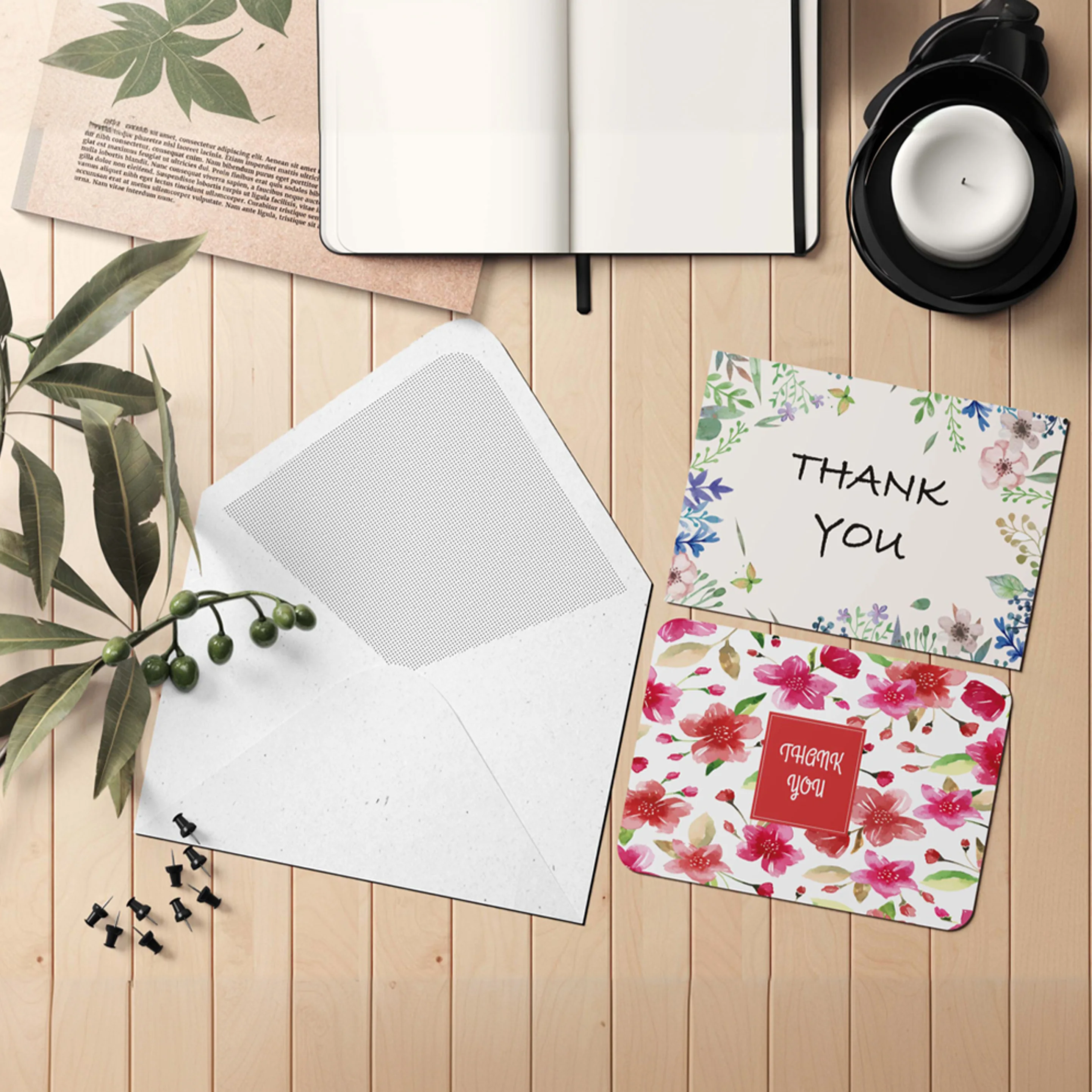 High Quality Custom Logo Luxury Wholesale Recycled Paper Thank You Cards Flower Cards