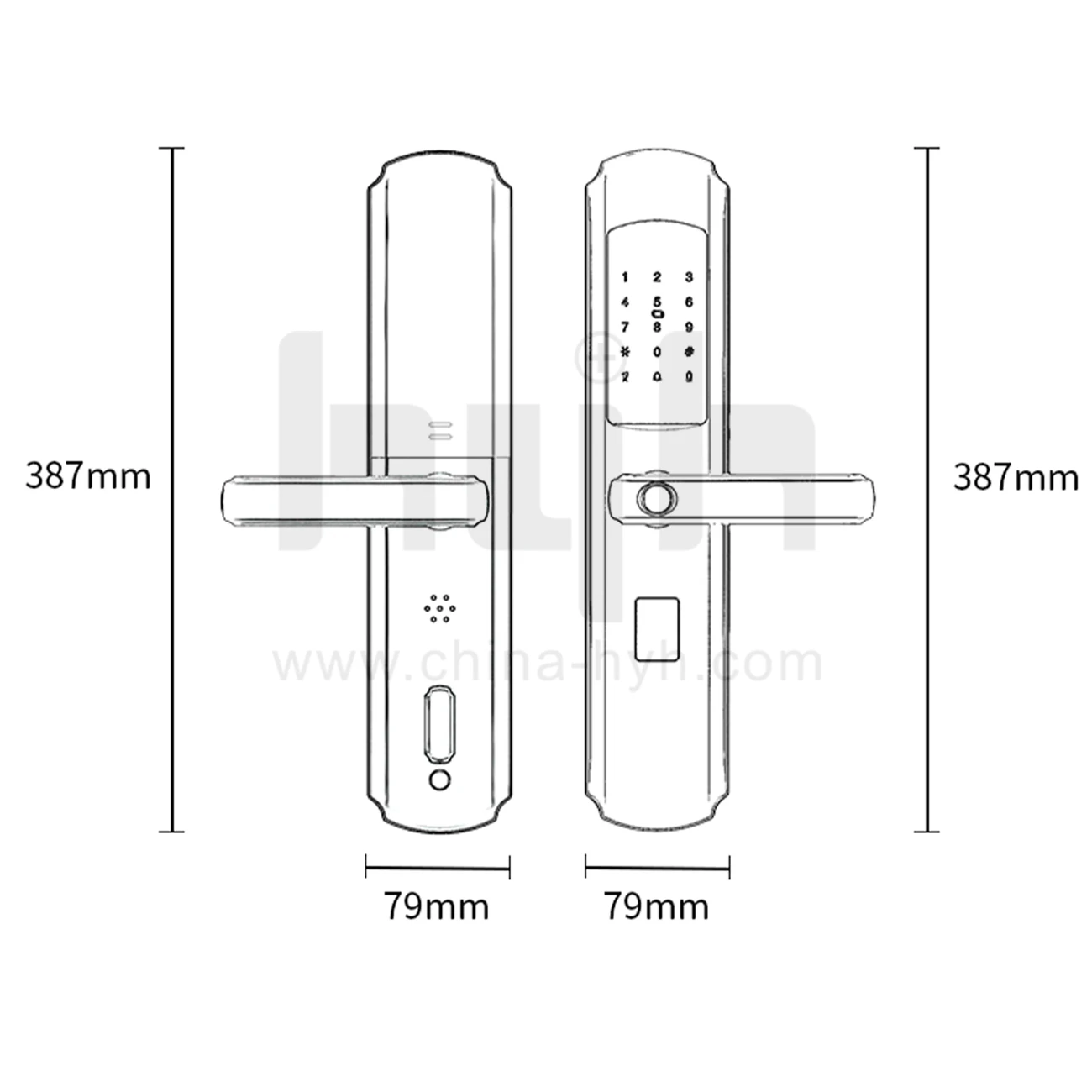 hyh Smart Lock Fingerprint Access Passcode Card Door Lock TTLock Control  for Security Aluminum Door