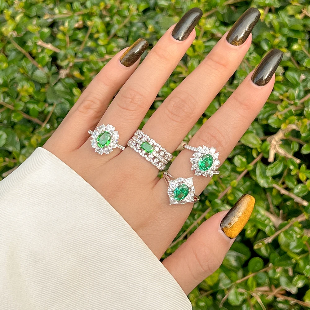 Custom Rings Manufacturer Fine Jewelry Luxury 925 Sterling Silver Zircon Fashion Rings Wedding Engagement Rings for Women