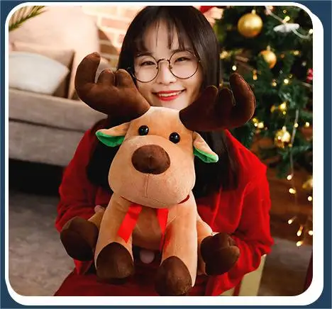 New design  Different Sizes  Cute Cartoon gift Soft stuffed Animal Sleeping Comfort Accompany Christmas Elk Plush Toy