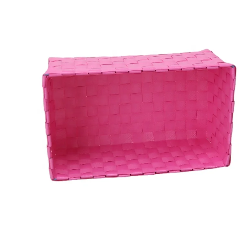 cute rectangular PP rattan plastic home woven storage basket