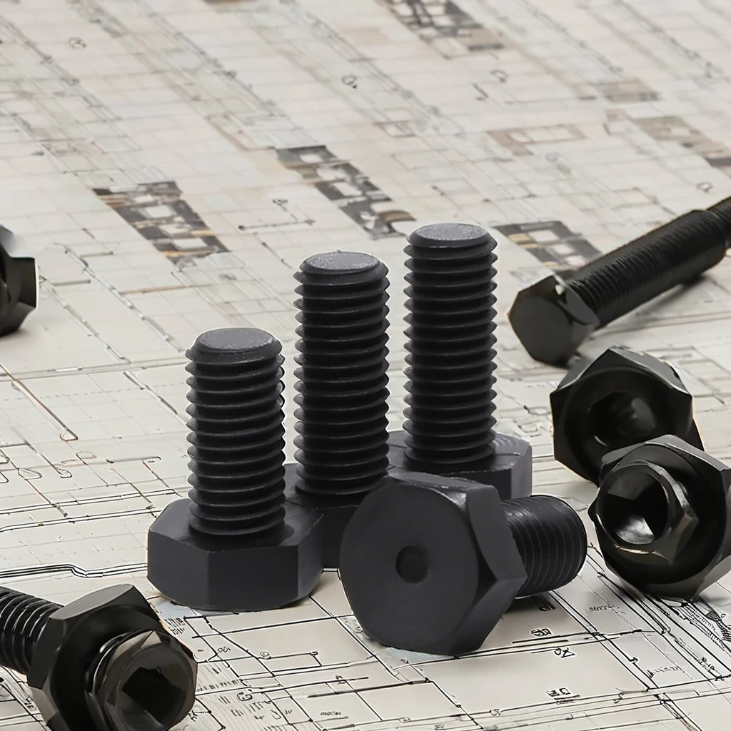 Hex Head Nylon Bolt With Nylon Cap Lock Nut Black Plastic Insulated Extension Bolt