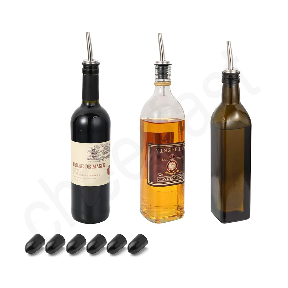 Fashionable Olive Oil Bottle Pourer Metal Liquor And Red Wine Bottle Pourer Stainless Steel And Silver Wine Pourer Pet