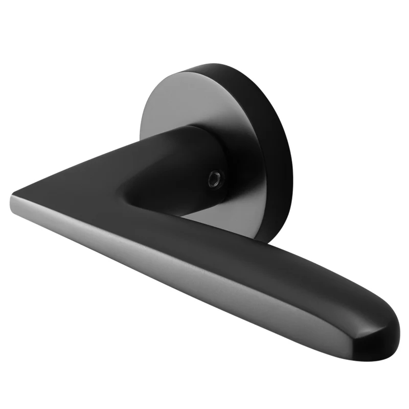Luxury European Style Matt Black round Zinc Alloy Door Handle with Lock for Interior & Exterior Home Villa Office Apartment Use