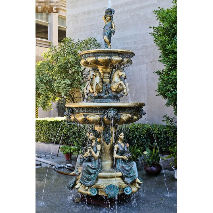 Outdoor Garden Classic Large Bronze  Woman Sculpture Horse fountain