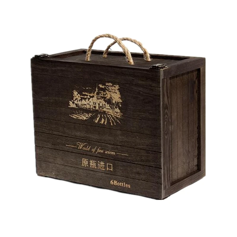 Новый Стиль Полые Две бутылки твердой древесины бутылка вина Подарочная коробка