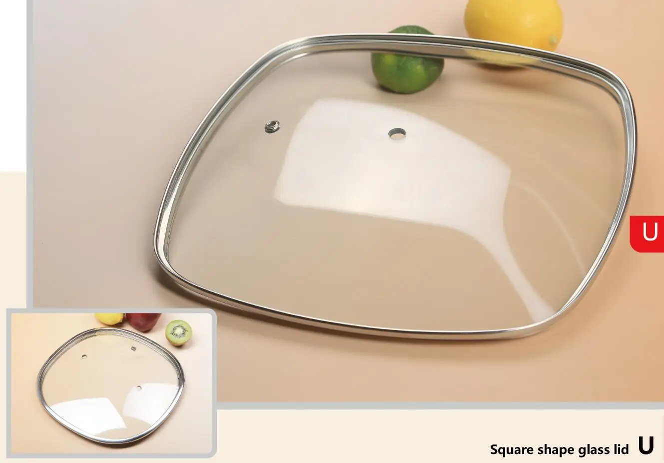 Best Selling Explosion-proof C type tempered glass lid with Square  round and rectangle shape for pot