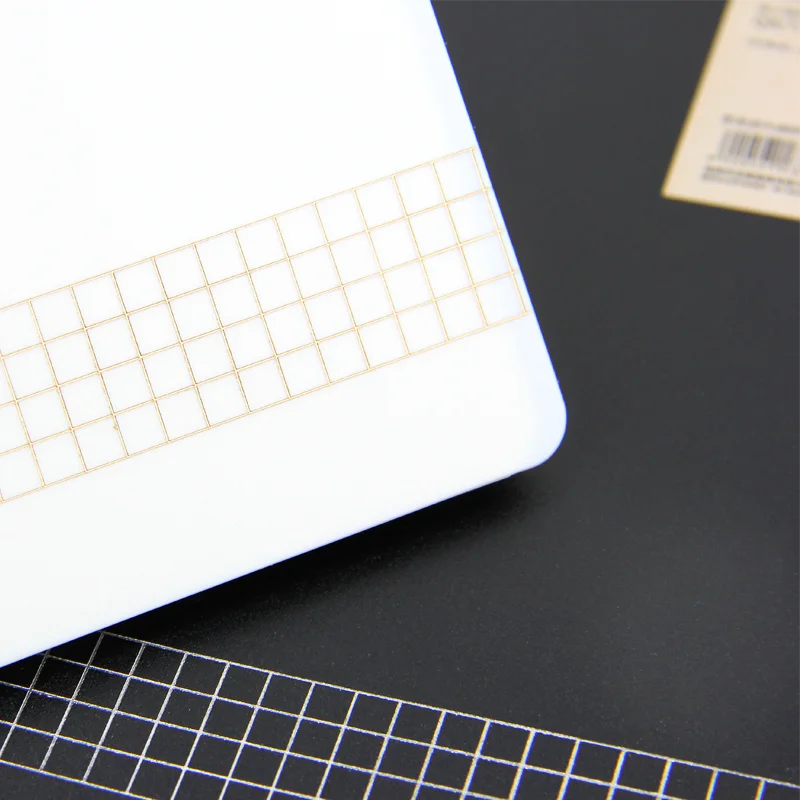 Black/White color PP plastic hard cover stationery spiral journal line grid pages with bulit-in ruler