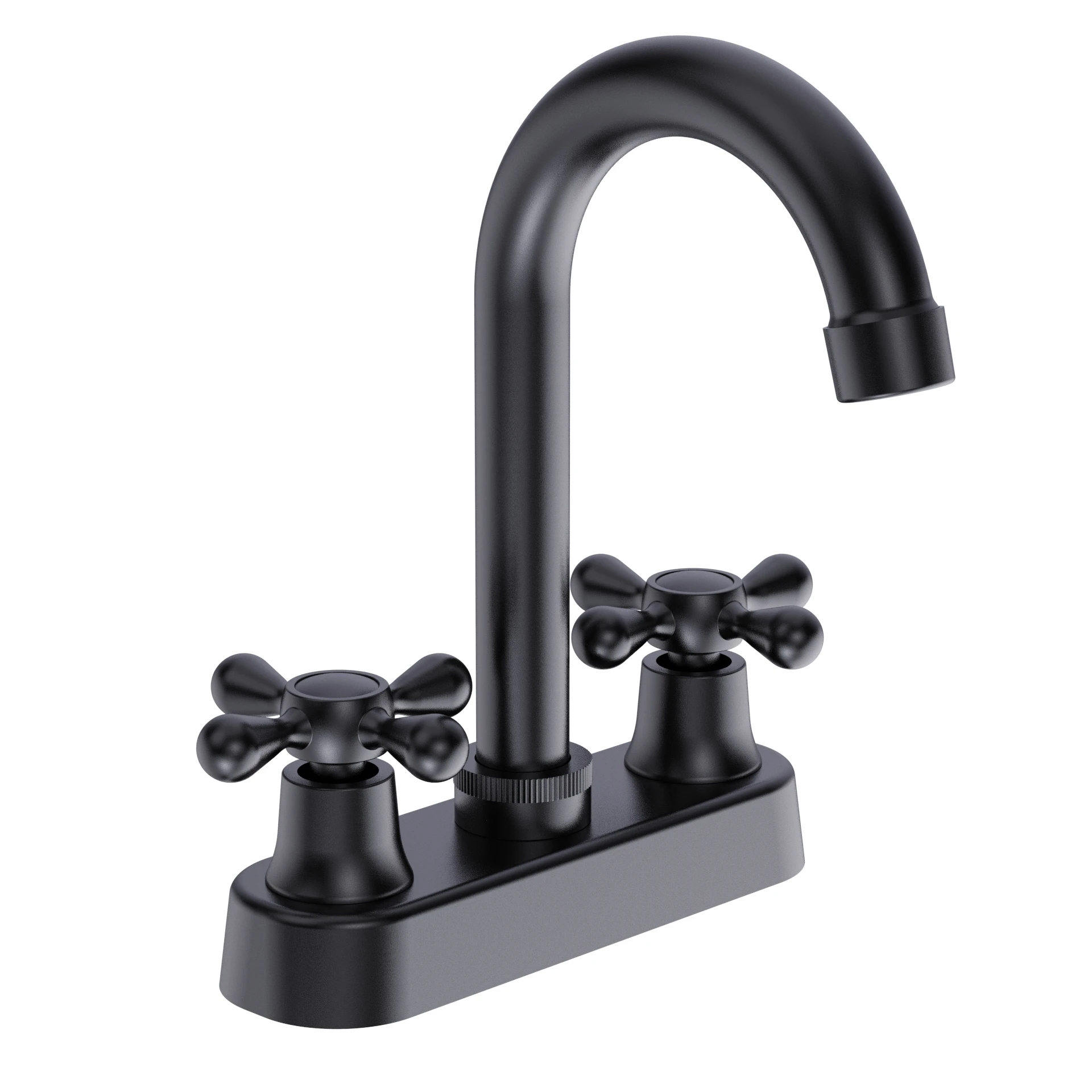 Kingston Brass Helmsman Design Double Handle British Retro Brushed Nickel-Plated High-Mouthed Bathroom Faucet