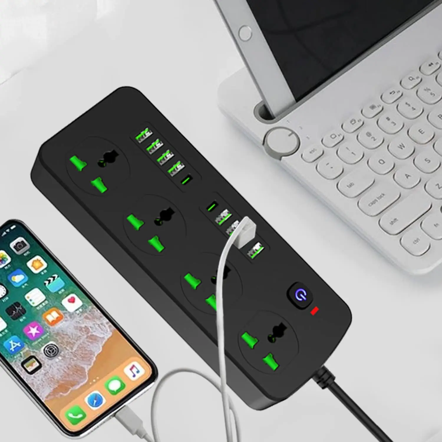 Универсальный Сетевой удлинитель розетка все-в-одном настенный адаптер с 8 USB-втулками 2 PD 4 группа умные розетки питания