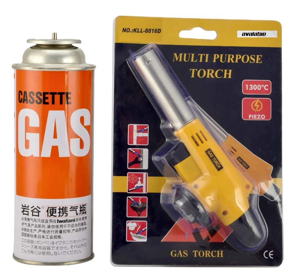 
Portable flame torch gas cutting flamethrower torch propane piezo ignition blow camping welding torch butane for BBQ 