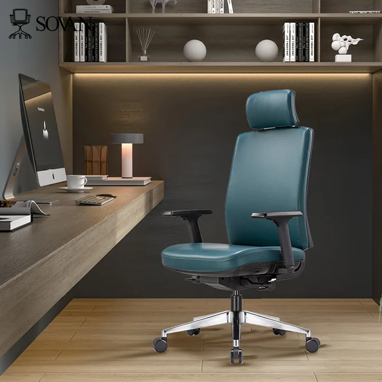 Furniture Wholesale Indoor Modern High Back Ergonomic Swivel Office Chair OEM Produce Executive Genuine Leather Office Chair