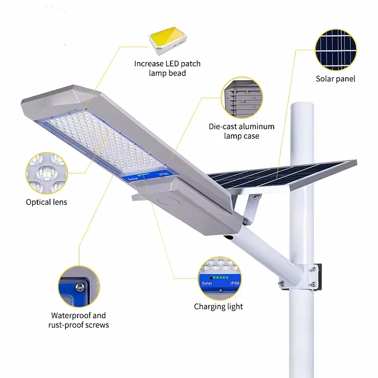 Remote Solar Battery powered Pole Lamp 100w 200w 300w 400w bifacial solar street light
