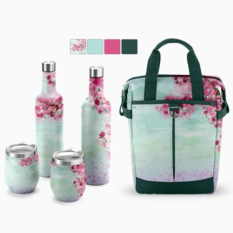 Лидер продаж 2022, рекламный подарок, винная бутылка 750 мл и стакан для вина 12 унций, набор винных бутылок из нержавеющей стали с подарочной коробкой