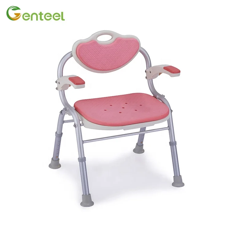 
Hot Selling Adjustable Foldable Bathroom Chair Elderly Shower Seat With Padded Cushion 