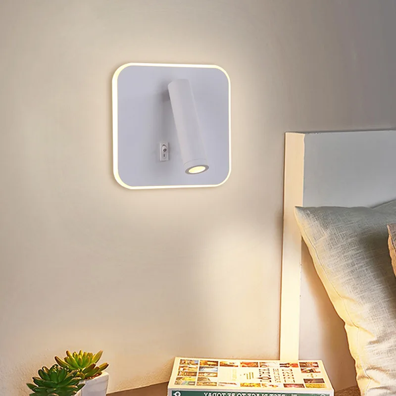 LED Wall Light 330 Degree Rotation Adjustable Wall Sconce Lamps for Hotel Bedroom Bedside Study Read Lighting with Switch