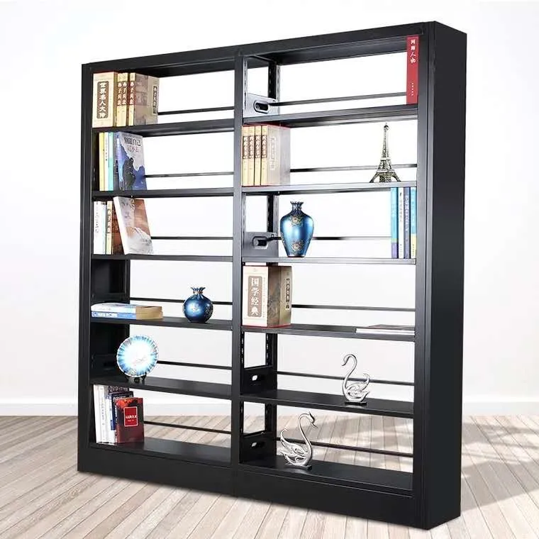 GD Practical high quality Library Movable Ladder Furniture With Door Steel Metal School Bookshelf Bookcase