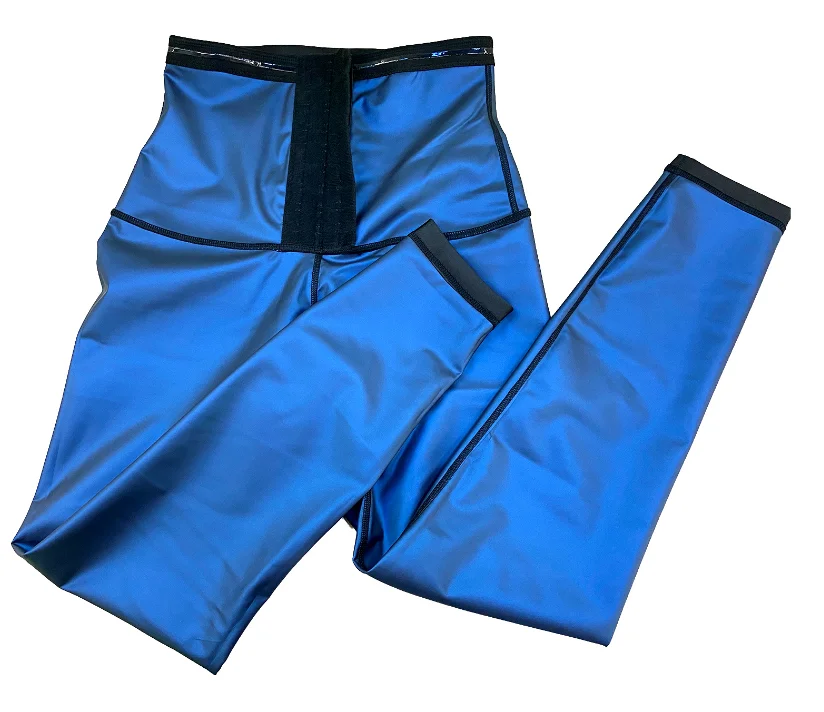 A newly produced yoga pants with quick drying and slimming function and a sweat inducing all blue film coating in 2024