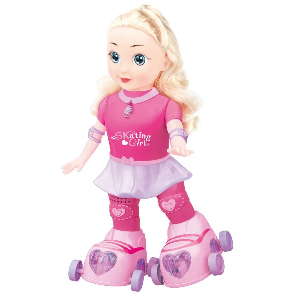 Novel design BO princess toy plastic skating girl lighting musical electric doll toy