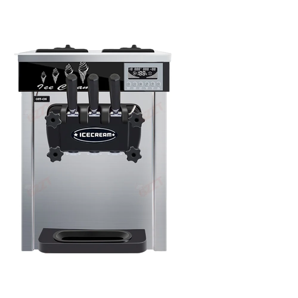 Commercial 110v 220v Tabletop Vertical Ice Cream Machine Big Capacity 16-22l/h Hardness Adjustable Soft Serve