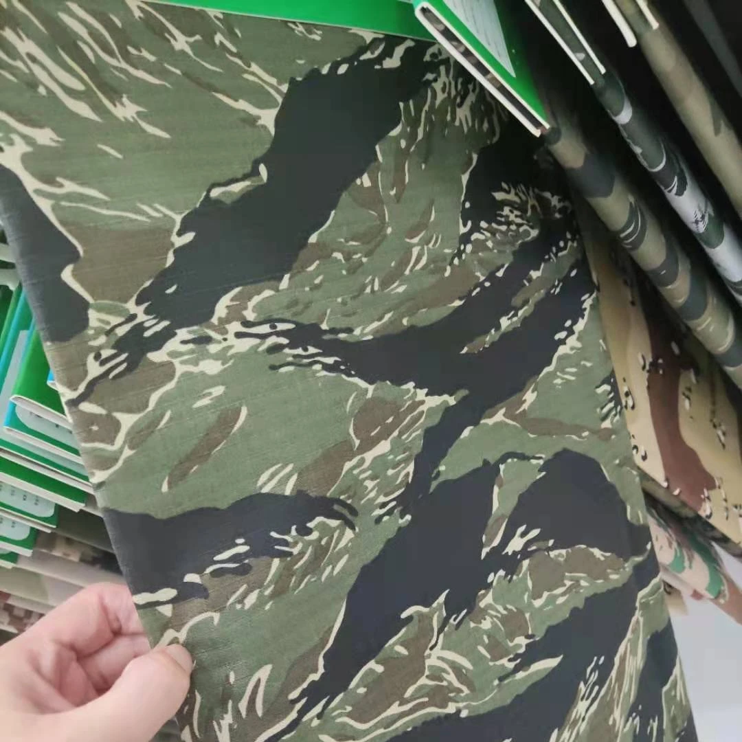 Производитель ткани оптовая продажа tc cvc полиэстер хлопок вьетнамские джунгли тигерки камуфляжная ткань для одежды milispec