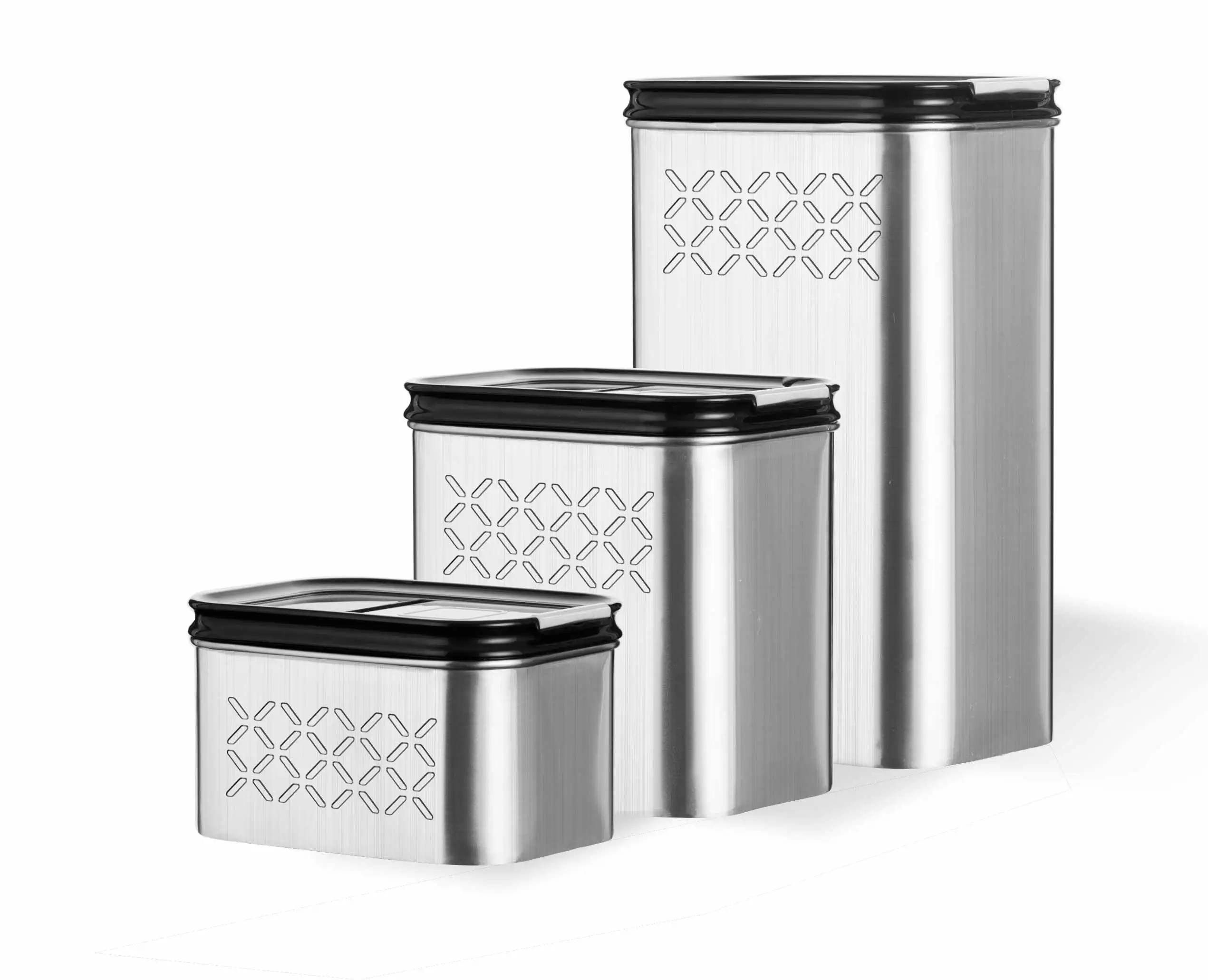 unique stackable metal kitchen pantry organizers stainless steel food cereal coffee tea storage jar containers boxes with lid